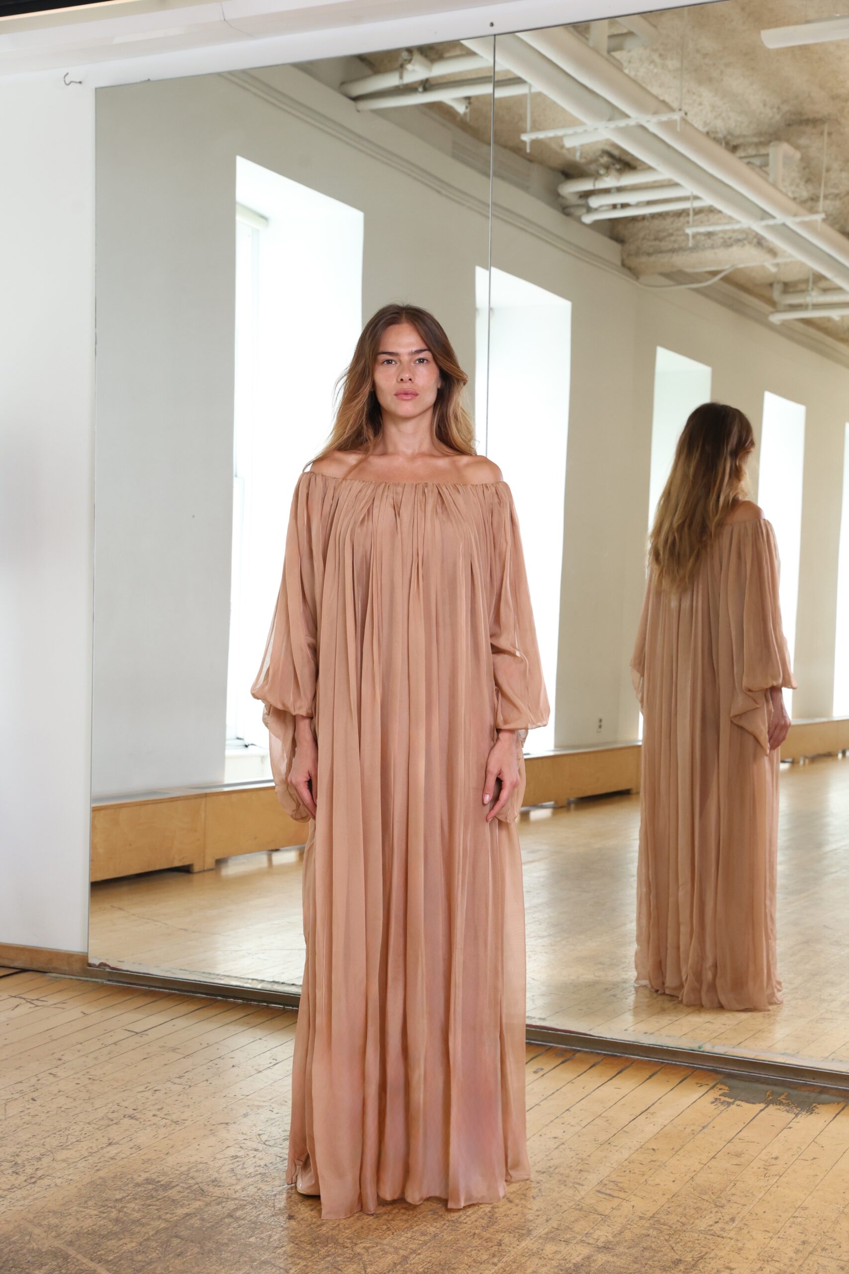 Off-the-Shoulder Sheer Gown